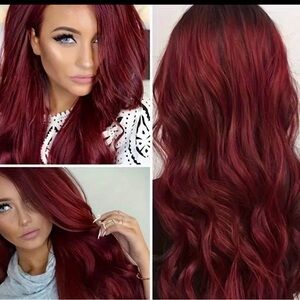 Deep red mermaid inspired  wig